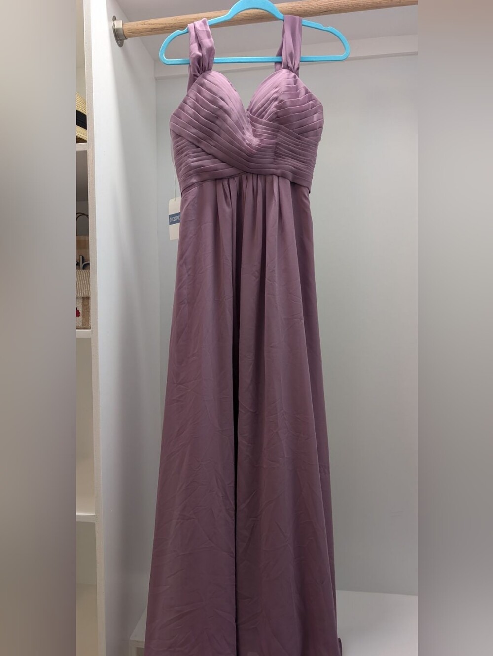 Dsty Mauve Pleated Sweetheart Evening Gown
